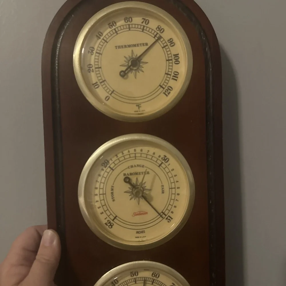 Vintage Sunbeam Weather Station Barometer Thermometer Humidity USA